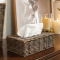 Pure Home + Living Brown Resin Wicker Tissue Box Cover, Resin Tissue Box Holder, Handcrafted Tissue Dispenser for Office, Living