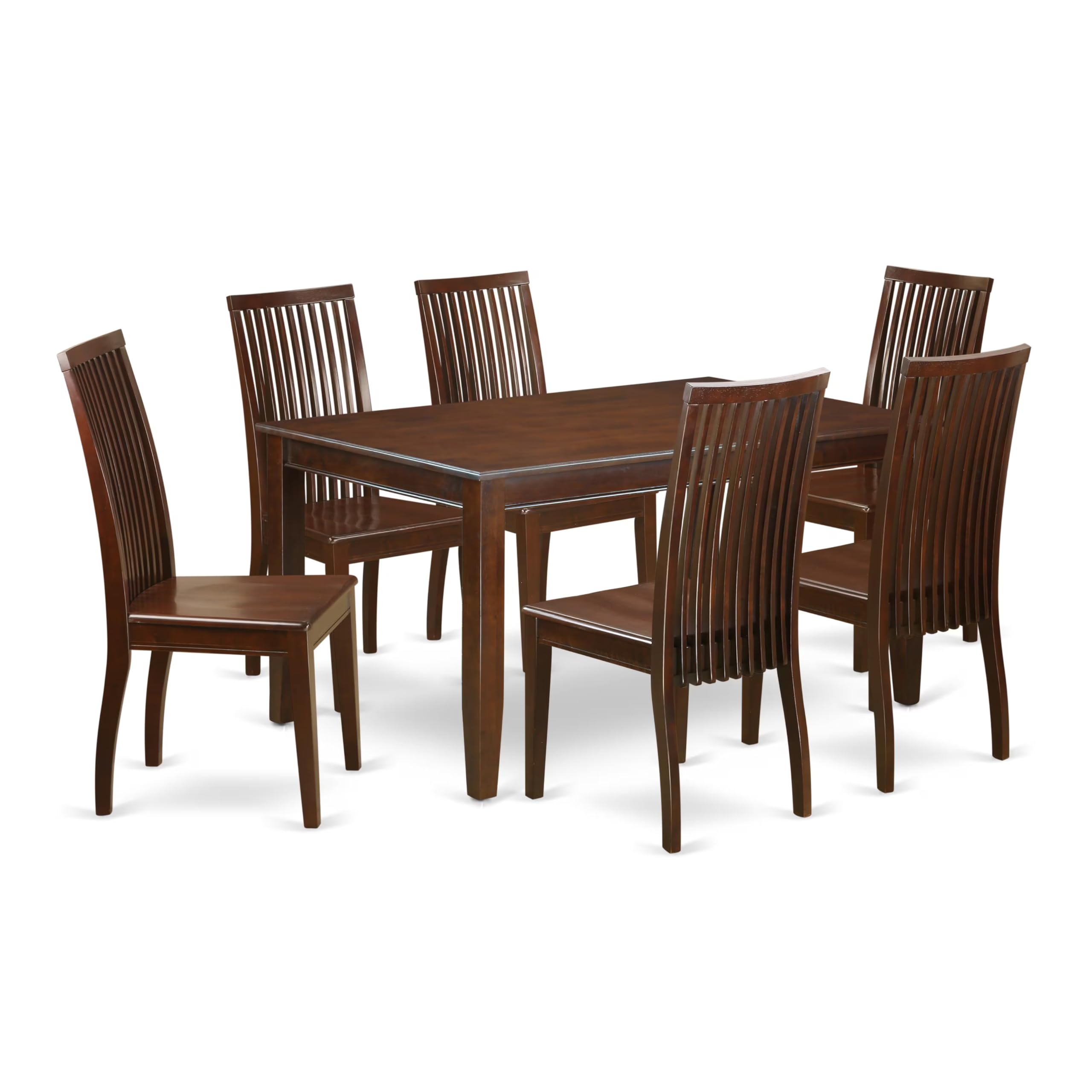 East West Furniture DUIP7-MAH-W Dudley 7 Piece Kitchen Set Consist of a Rectangle Room Table and 6 Dining Chairs, 36x60 Inch, Mahogany