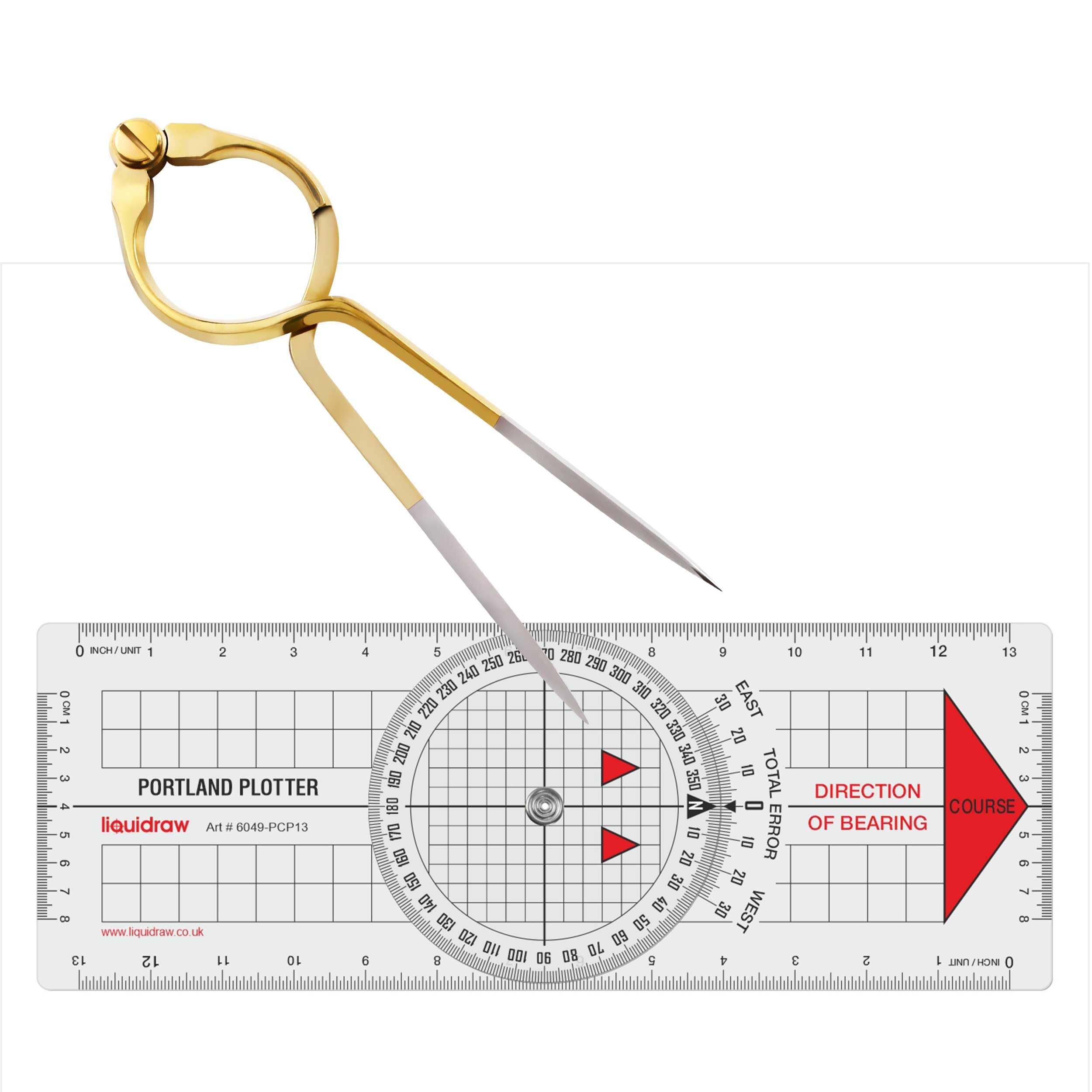 Liquidraw Portland Course Plotter Navigation Divider Kit Marine Sailing Nautical Protractor Single Handed Straight Divider Solid