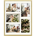 Golden State Art, 11x14 Gold Aluminum Metal Frame with Ivory Mat - Displays Five 4x6 Photos - Real Glass, Sawtooth Hangers, Swiv