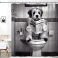 Focal20 Funny Dog Shower Curtains, Cool Dog Read Book Shower Curtain, Fun 72 x 72 Inch Pet Puppy Waterproof Shower Curtains with