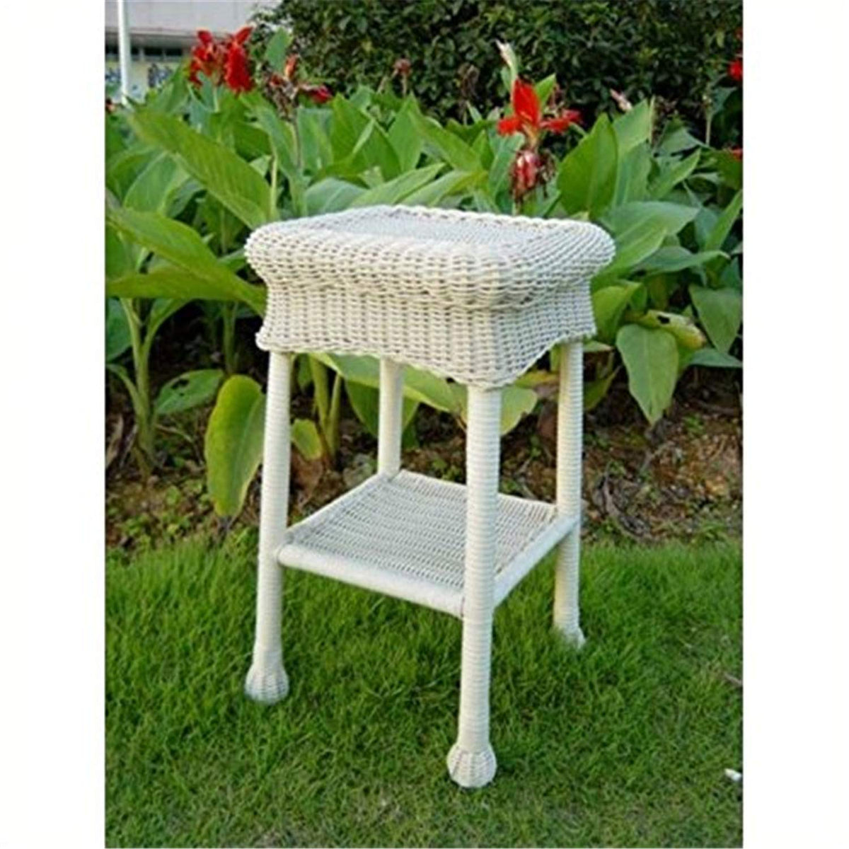 International Caravan Furniture Piece Small Pvc Resin Side Table, Antique Moss