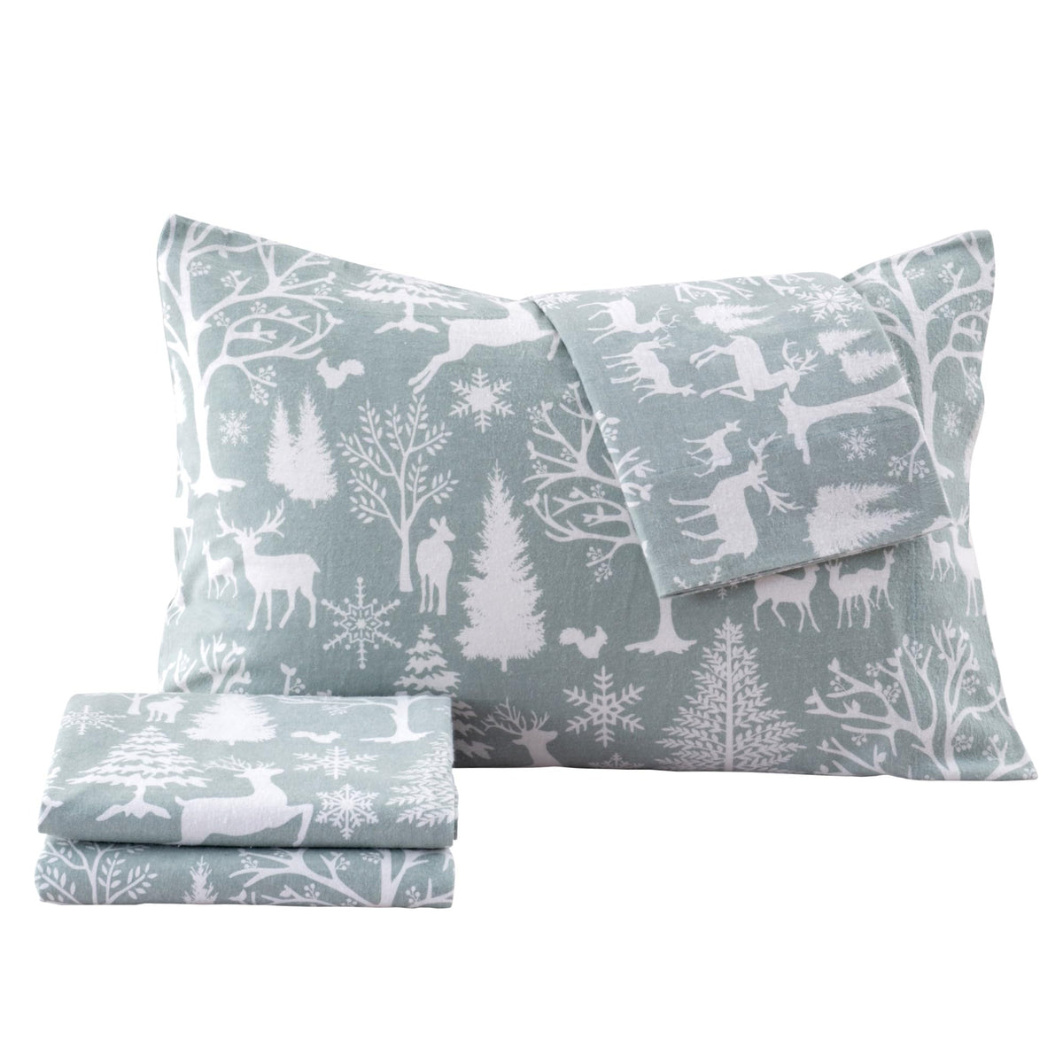 Great Bay Home Flannel Sheet Set Full Size - 100% Turkish Cotton, Double-Brushed, Printed Bed Sheets - Ultra-Soft, Cozy, 4-Piece