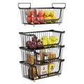 4 Pcs Stackable Wire Baskets for Pantry Organizers and Storage, Black