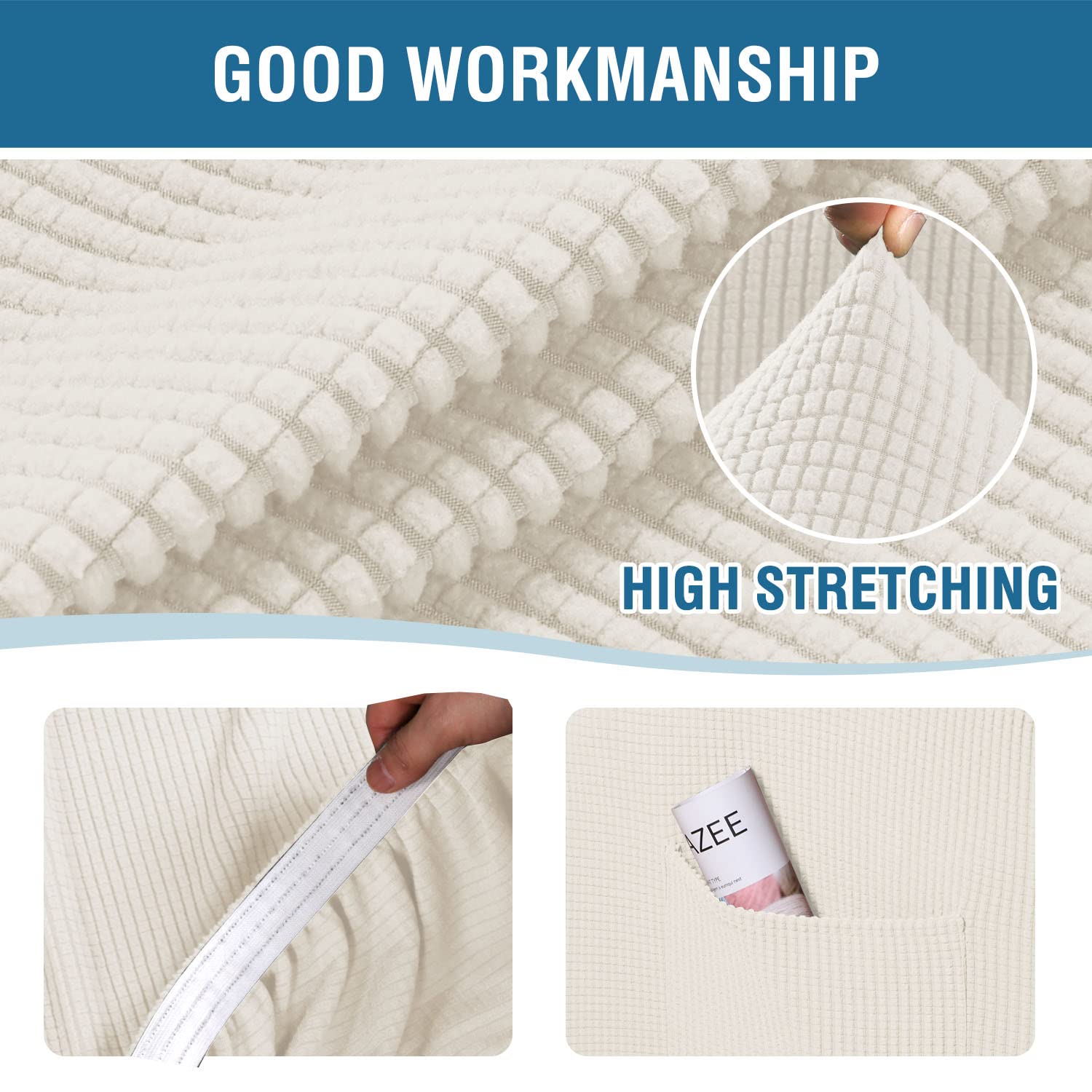 H.Versailtex 2024 New Trend Multi-Pieces Chair Covers Stretch Couch Covers Form Fitted Seat And Back Cushions Covers (1 Seat Cov