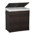 FDW Handwoven Laundry Hamper with Lid, 110L Foldable Rattan Clothes Basket with 2 Removable Liners & 6 Mesh Laundry Bags for Bat