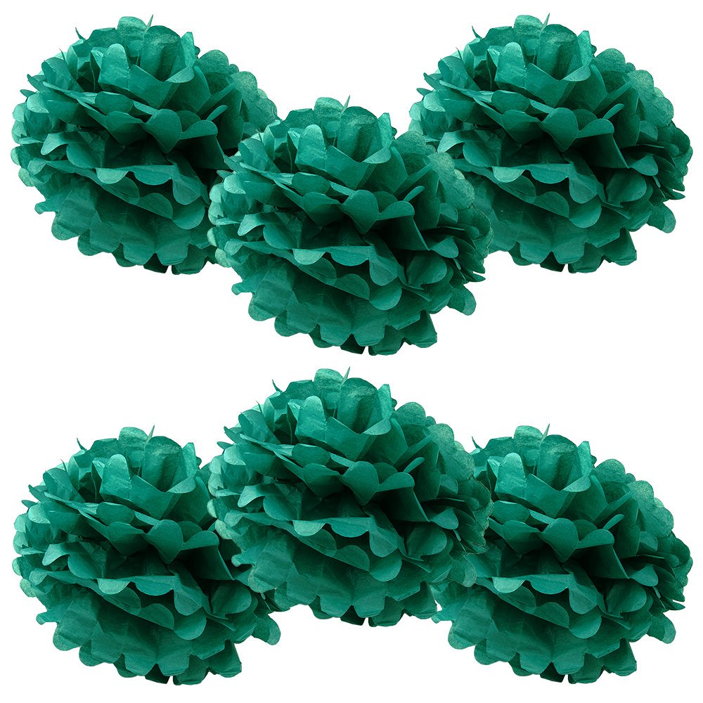 WYZworks Set of 6 - Aqua Green 8 - (6 Pack) Tissue Pom Poms Flower Party Decorations for Weddings, Birthday, Bridal, Baby Shower
