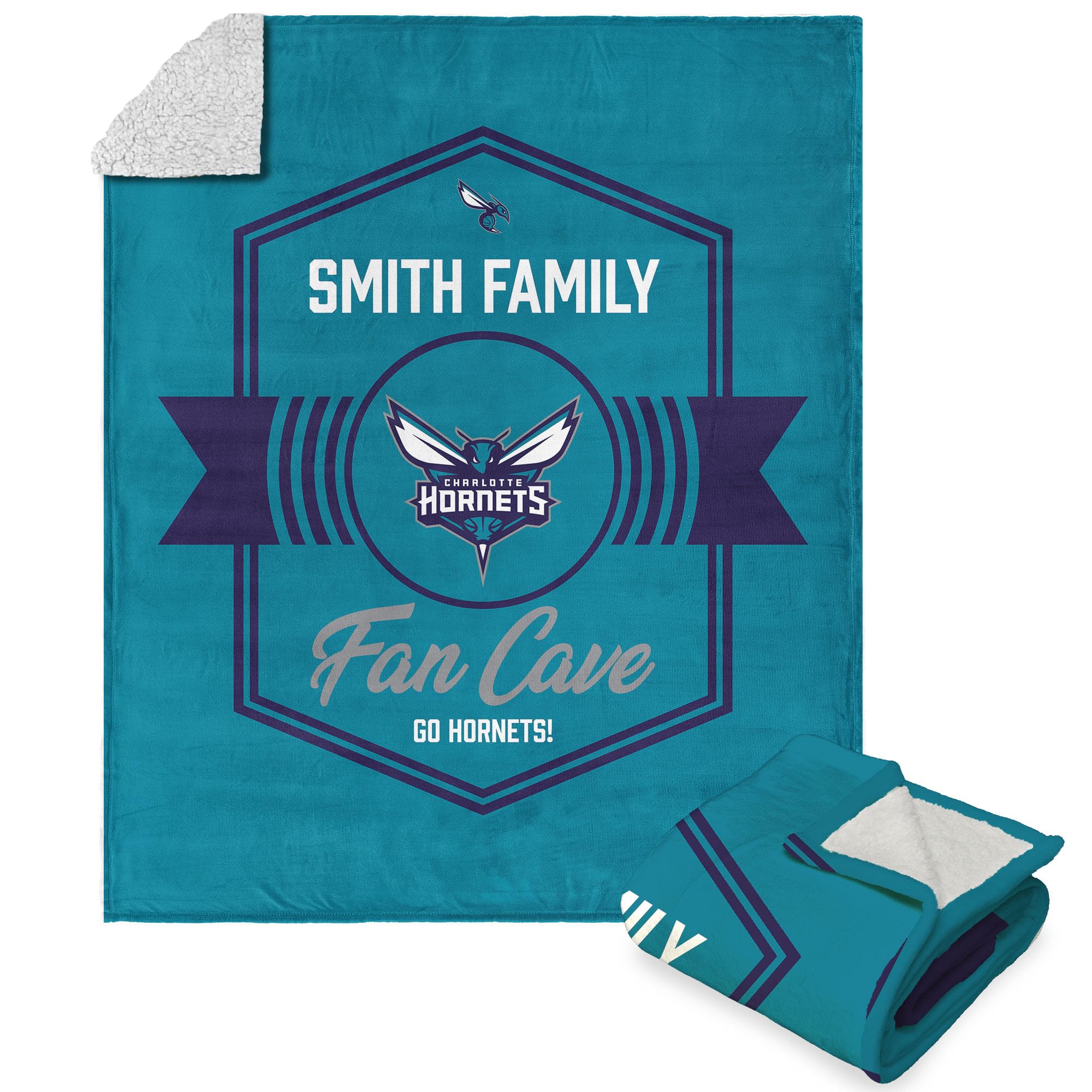 Nba Charlotte Hornets Dominion Personalized Silk Touch Sherpa Throw Blanket 50X60 Inches