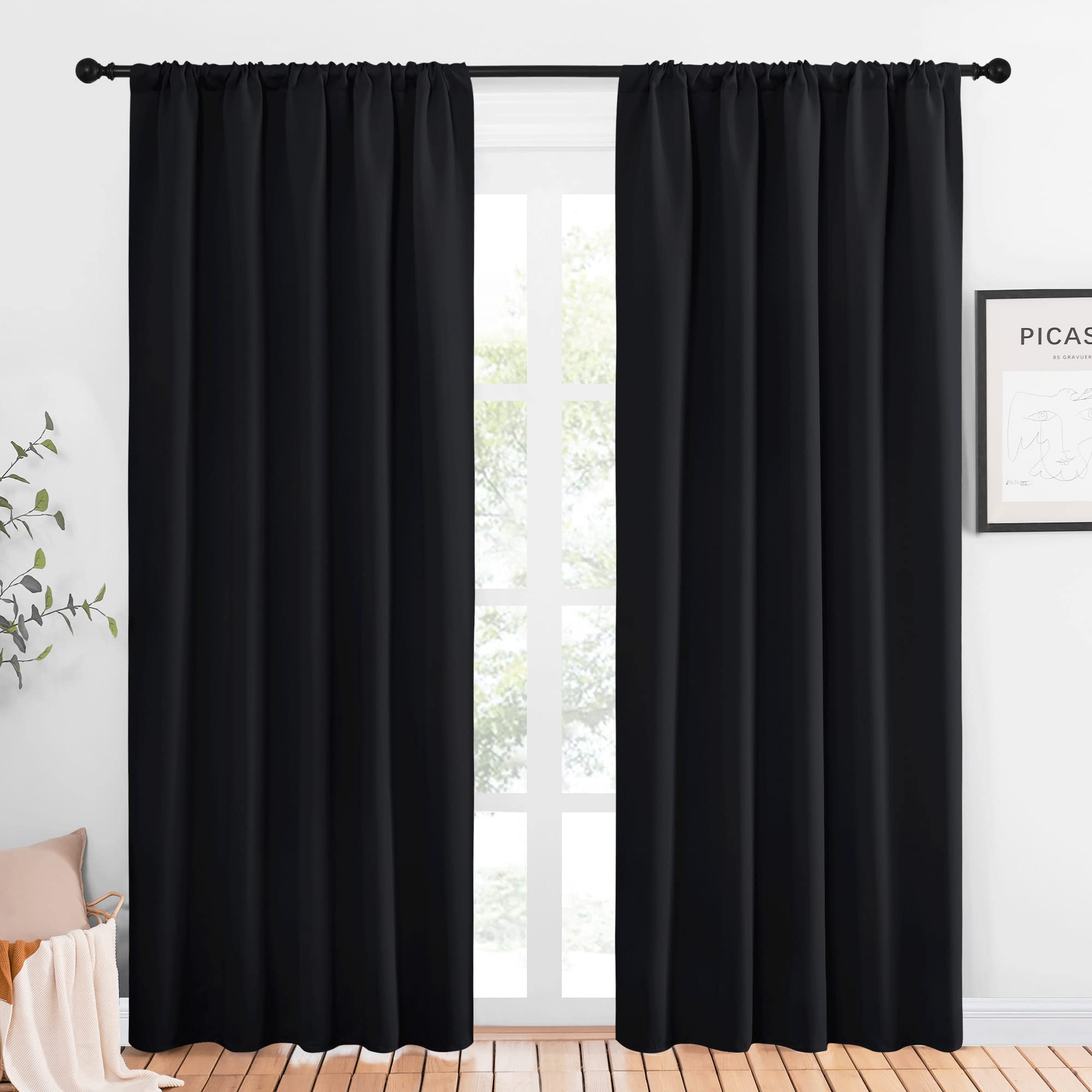 NICETOWN Halloween Black Out Window Curtains - Solid Home Decor Thermal Insulated Blackout Drapes for Bedroom, Privacy Assured P