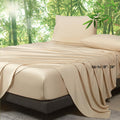 Ivellow 100% Viscose From Bamboo Sheets Queen Size, 18-24 Inch Extra Deep Pocket Beige Queen Bed Sheets 4Pcs, Luxury Bamboo Visc
