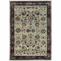 HomeRoots 509966 8 x 10 ft. Stone & Red Oriental Power Loom Stain Resistant Rectangle Area Rug