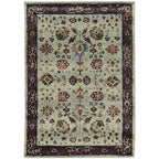 HomeRoots 509966 8 x 10 ft. Stone & Red Oriental Power Loom Stain Resistant Rectangle Area Rug