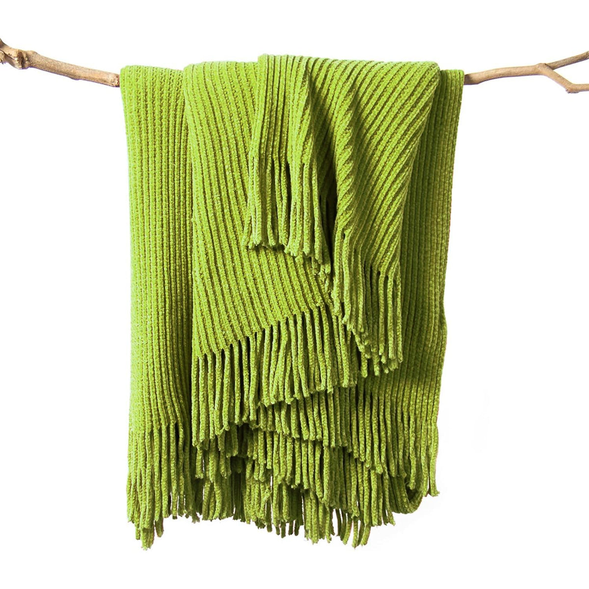 Lifein Fall Throw Blanket For Couch-Soft Green Boho Bed Throw Blankets,Cozy Knitted Chenille Throw,Small Farmhouse Lightweight B