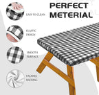 Bealy Picnic Table Cover With Bench Covers, 3 Piece Set Vinyl Tablecloth Waterproof Checkered Fitted Picnic Table Covers With Elastic Edge For Outdoor Indoor Patio Camping Party, 72X30 Inch