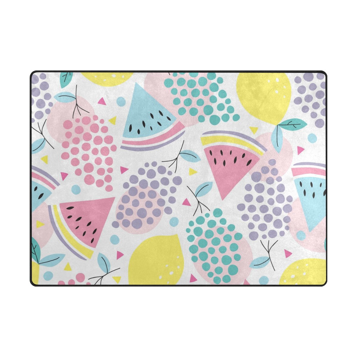 My Little Nest Area Rug Summer Fruits Lightweight Non-Slip Soft Mat 4'10 X 6'8, Memory Sponge Indoor Outdoor Decor Carpet For Living Dining Room Bedroom Office Kitchen