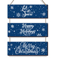 3 Pieces Christmas Wood Wall Decor Rustic Wall Hanging Decor Let It Snow Wall Decor Merry Christmas Wooden Ornaments Happy Holid