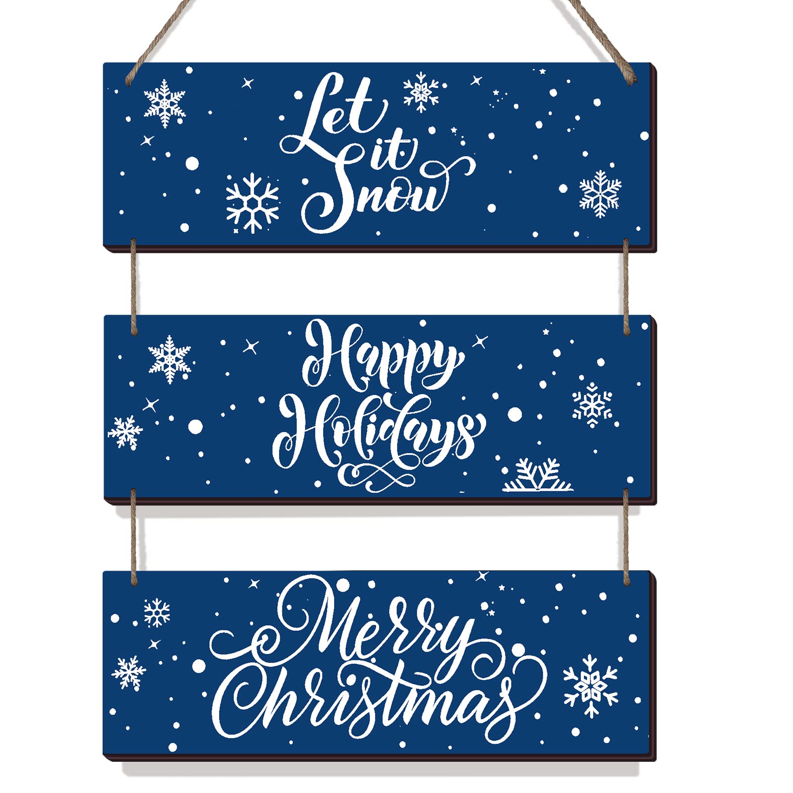 3 Pieces Christmas Wood Wall Decor Rustic Wall Hanging Decor Let It Snow Wall Decor Merry Christmas Wooden Ornaments Happy Holid