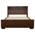 Coaster Home Furnishings Jessica Contemporary 4-Piece Bedroom Set Queen Size LED Storage Bookcase Bed Frame 47-inch Headboard Cappuccino 200719Q-S4