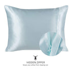 Shopbedding Luxury Satin Pillowcase For Hair - King Satin Pillowcase With Zipper, Baby Blue (Pillowcase Set Of 2) - Blissford