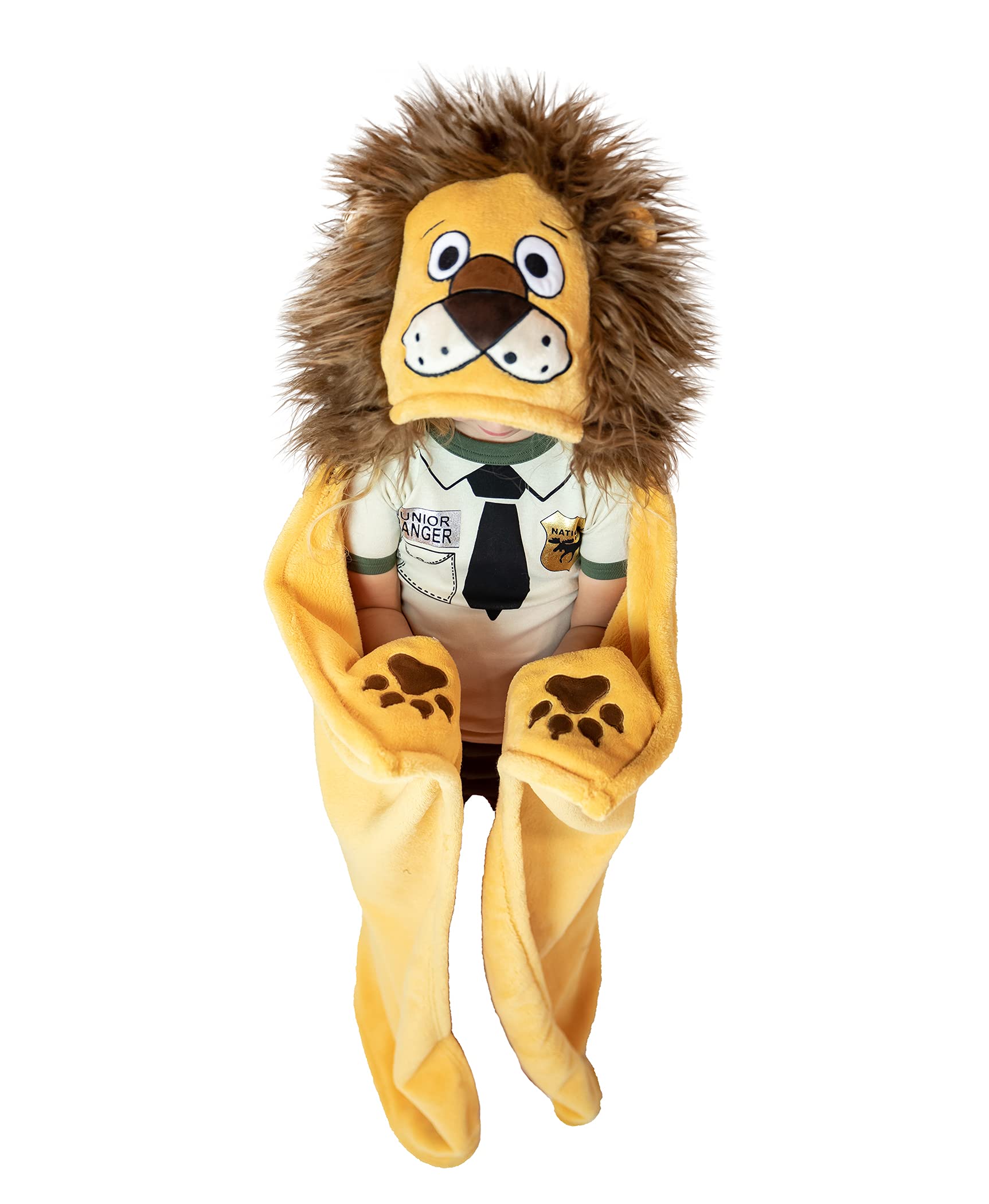 Lazy One Wearable Hooded Blanket For Kids, Animal Hooded Blanket (Lion)