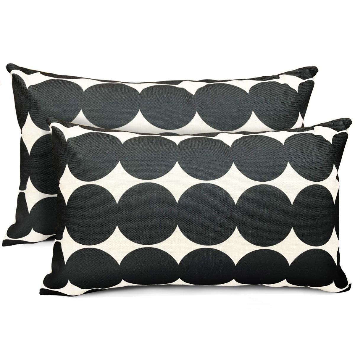 Rysmiyou Decorative Throw Pillow Covers Set Of 2 Black Fashion Polka Dot Pillow Covers 12X20 Inch Throw Pillow Cover Linen Pillo