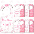 CORNER LACE Baby Closet Dividers 8PCS, Pink Shell & Bows Themed Wooden Double-Sided Clothes Size Hanger/Organizer from Newborn t