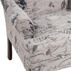 Oceanside Gray Coastal Patterned Polyester Fabric Wing Back Accent Chair