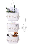 SiliFine Over the Door Hanging Basket Boho Woven Wall Hanging Baskets 3Tier Cotton Wall Mounted Storage Organizer Bag Macrame D