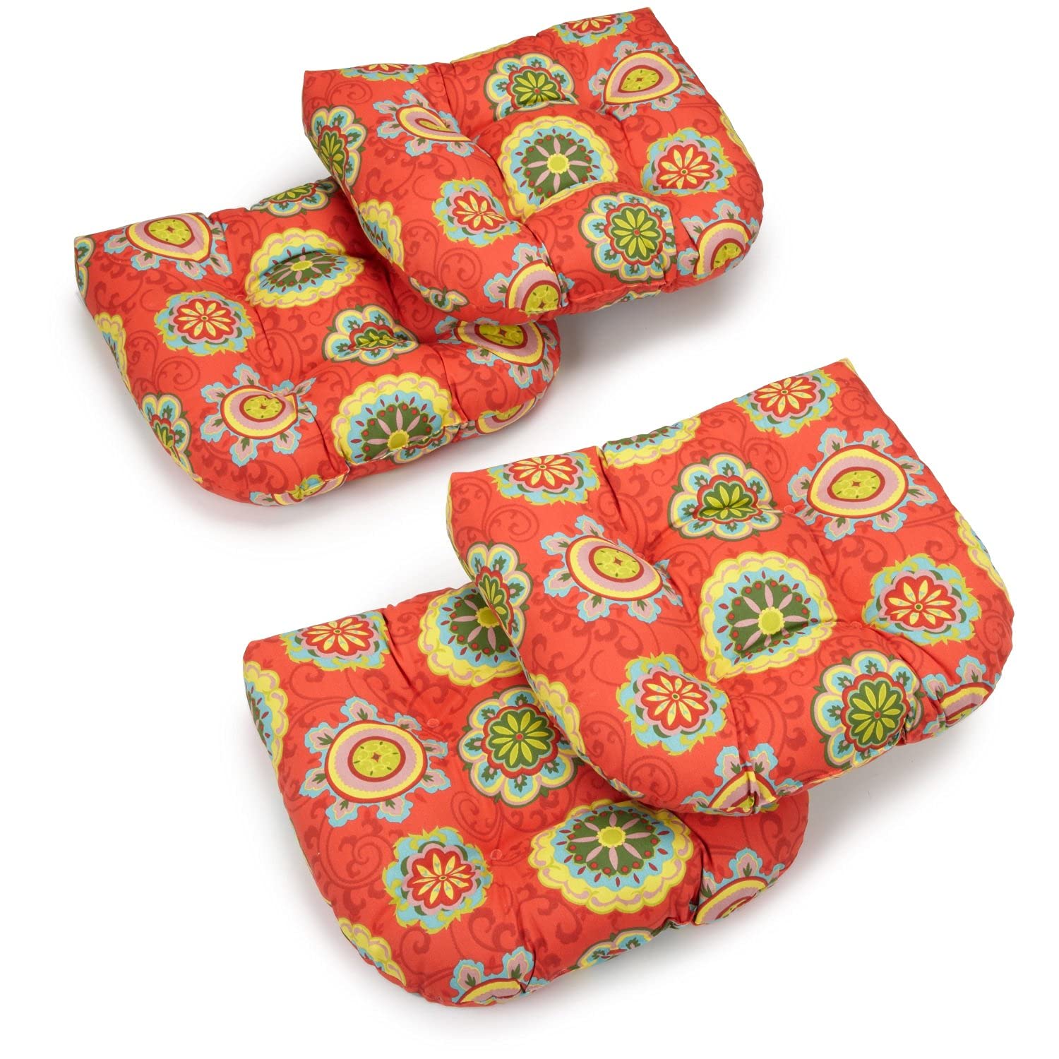 Blazing Needles Outdoor Spun Poly 19-Inch by 19-Inch by 5-Inch All Weather UV Resistant U-Shaped Cushions, Farrington Terrace Gr