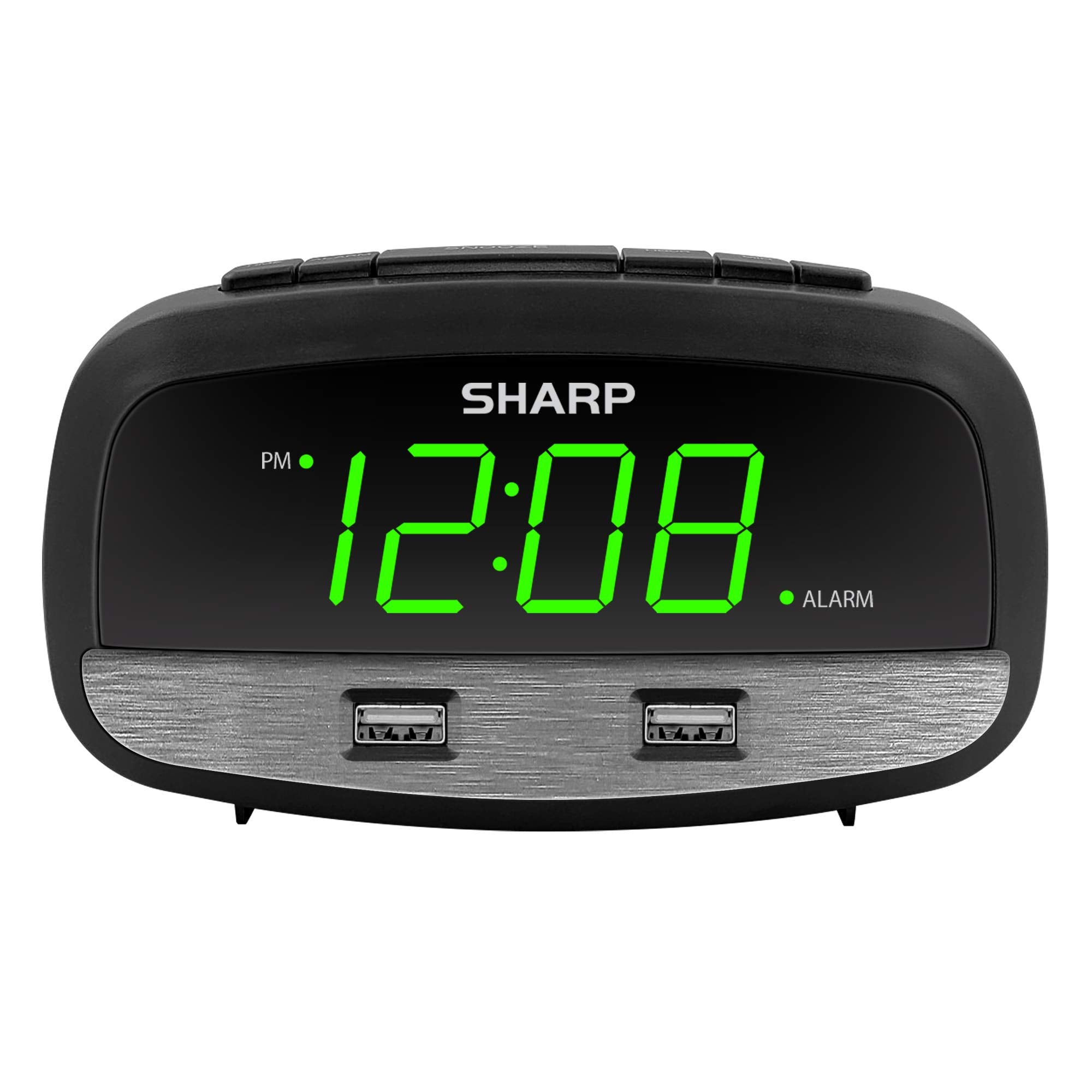 SHARP Digital Clock with Alarm and Dual USB FastCharge Charging Ports - Charge Your Phone Bedside - Battery Back-up - Easy to Us