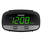 SHARP Digital Clock with Alarm and Dual USB FastCharge Charging Ports - Charge Your Phone Bedside - Battery Back-up - Easy to Us