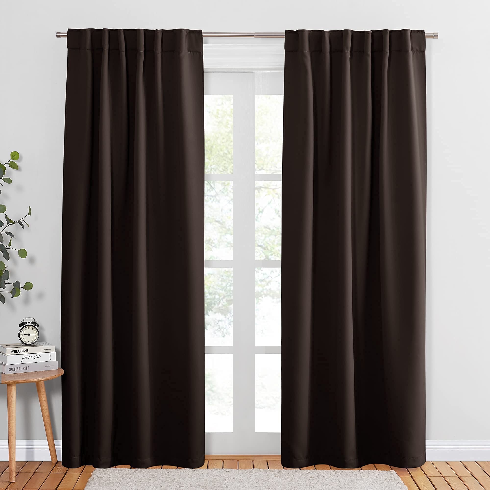 PONY DANCE Blackout Curtains 84 inch Long 2 Panels Burg for Living Room - Window Curtains Home Decoration Polyester Back Tab Lig