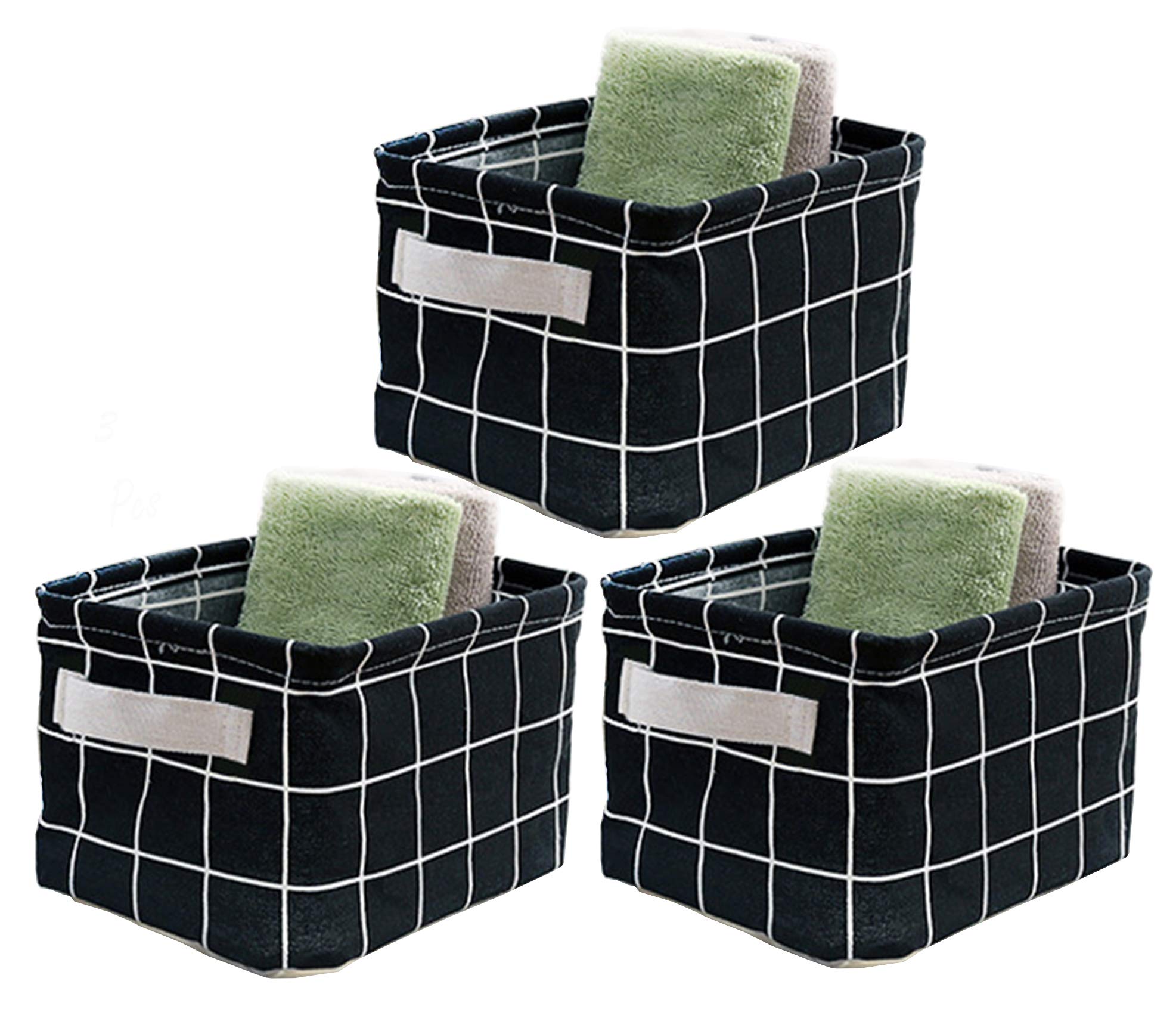 AARAINBOW 3 Packs Storage Basket Bins Canvas Mini Storage Cubes Storage Basket for Makeup, Toys Liners, Books Storage Baskets wi