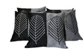 Dekor World 5 Piece Embroidered Leaf Black & Gray Cushion Cover  16 X Inch, Multicolor
