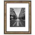 Golden State Art, 11x14 Photo Frame with Mat for Pictures 8x10 and Real Glass (Dark Gold Brown & Bronze Pewter Panel with White 