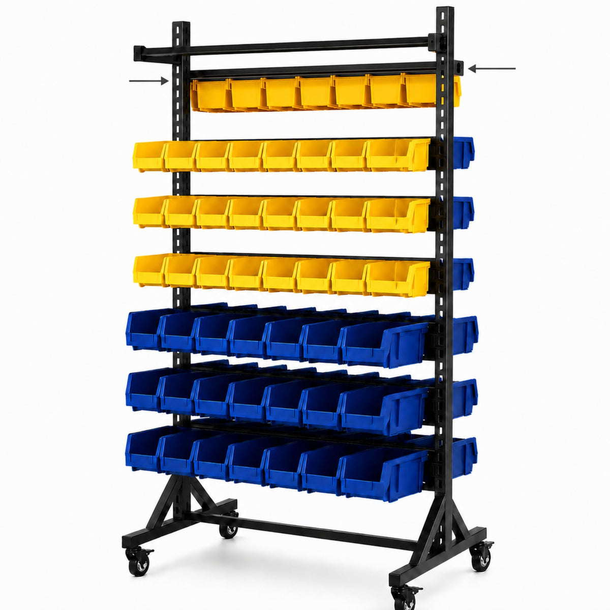 Xuhal Rolling Bin Storage Rack, Heightadjustable Rails, 4 Lockable Casters