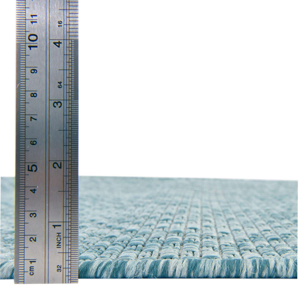 Unique Loom Collection Casual Transitional Solid Heathered Indoor/Outdoor Flatweave Area Rug (2' 7'' X 10' Runner, Aquamarine/Iv