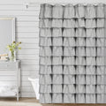 Volens Gray Shower Curtain, Ruffle Farmhouse Shower Curtain Fabric Bathroom Curtain Machine Washable, 72 X 72 Inch Long