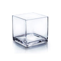 WGV Cube Glass Vase, Candle Holder, 6x6x6, [Bulk Qty and Size Options] Clear Elegant Floral Accent Container Planter Terrarium f