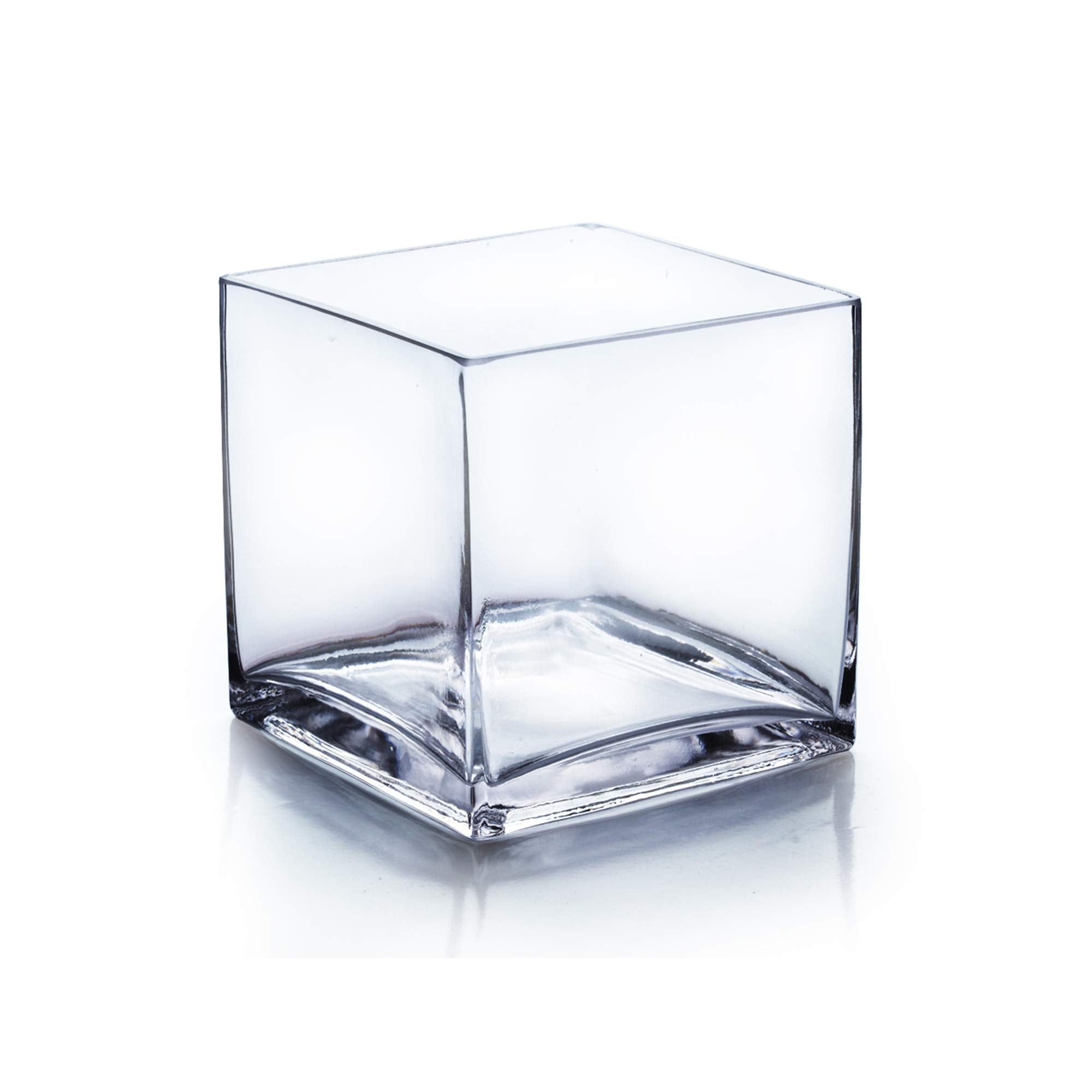WGV Cube Glass Vase, Candle Holder, 6x6x6, [Bulk Qty and Size Options] Clear Elegant Floral Accent Container Planter Terrarium f