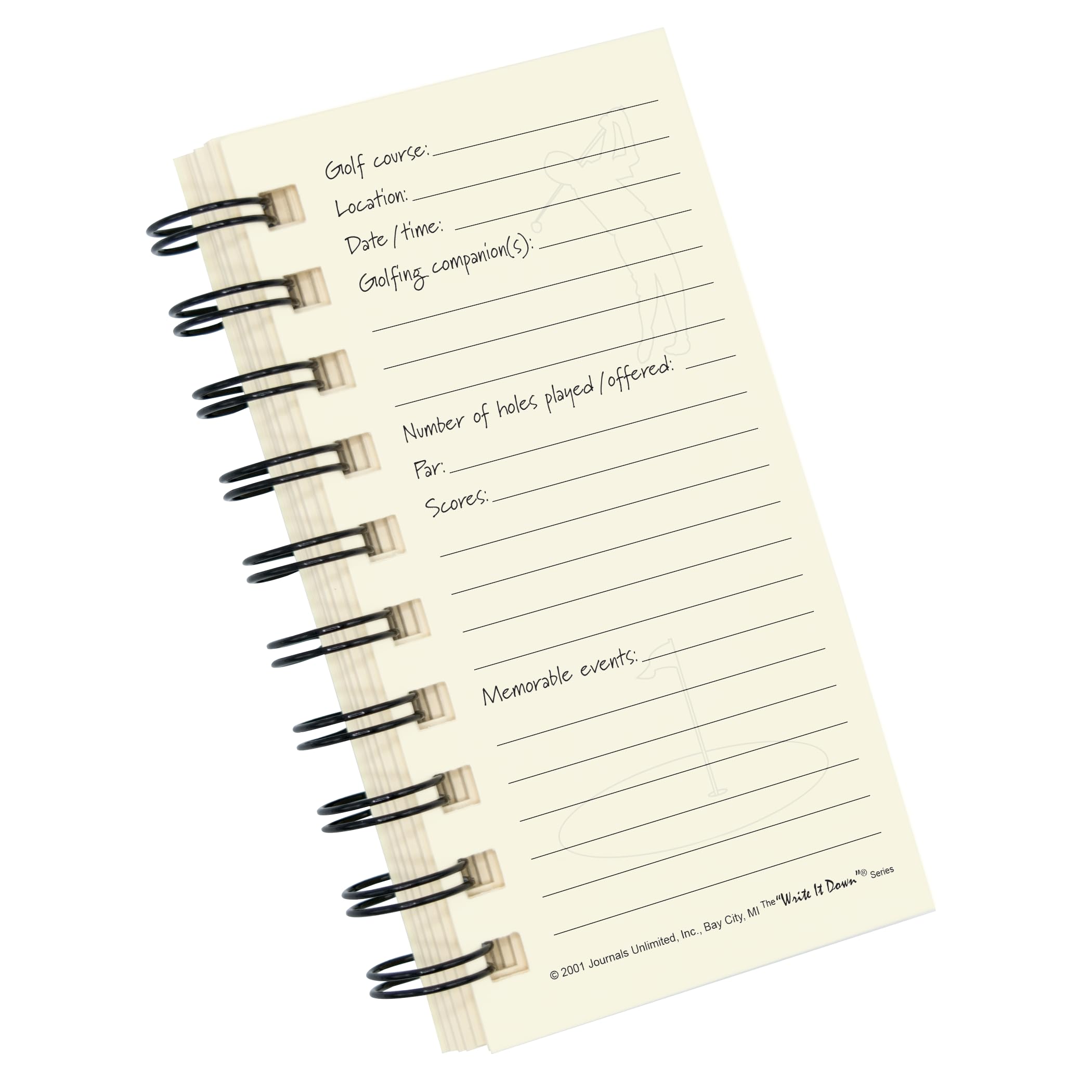 Write it Down Golfing Guided Journal, Mini 3"x5.5", Kraft Brown, Model M-JU-05, Made in USA, Perfect for Golfers