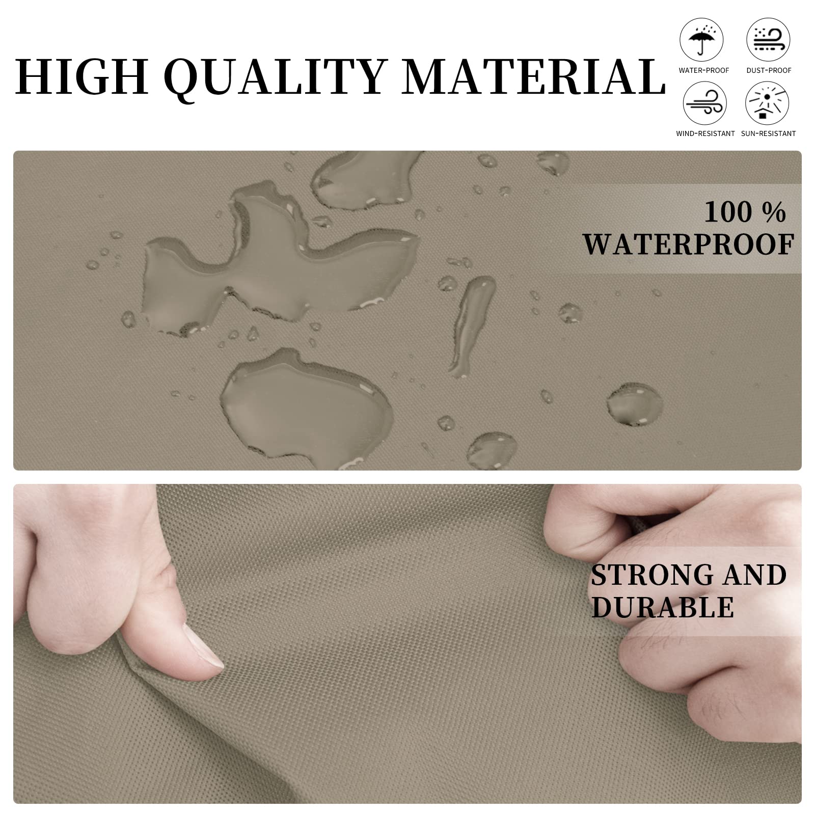 Easy-Going Patio L-Shaped Sectional Sofa Cover, 83“X104' Waterproof Outdoor Sectional Cover, Heavy Duty Garden Furniture Cover With Air Vent (Left Facing, Camel)