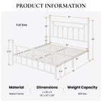 Sha Cerlin 14'' Full Size Metal Platform Bed Frame/Victorian Headboard And Footboard/Steel Slats Mattress Foundation For Storage/No Box Spring Needed/Noise Free/White