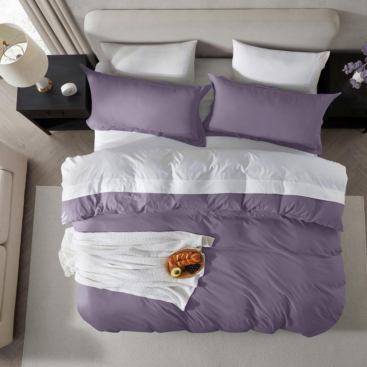 Nestl Grayish Purple Duvet Cover Queen Size - Soft Prewashed Queen Duvet Cover Set, 3 Piece, With Zipper Closure, 1 Duvet Cover 90X90 Inches And 2 Pillow Shams - No Comforter