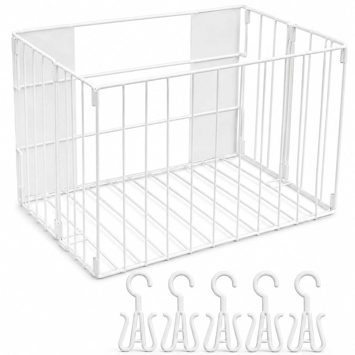 YDCAHUIS Magnetic Laundry Hamper, Collapsible Laundry Basket, 5 Hooks