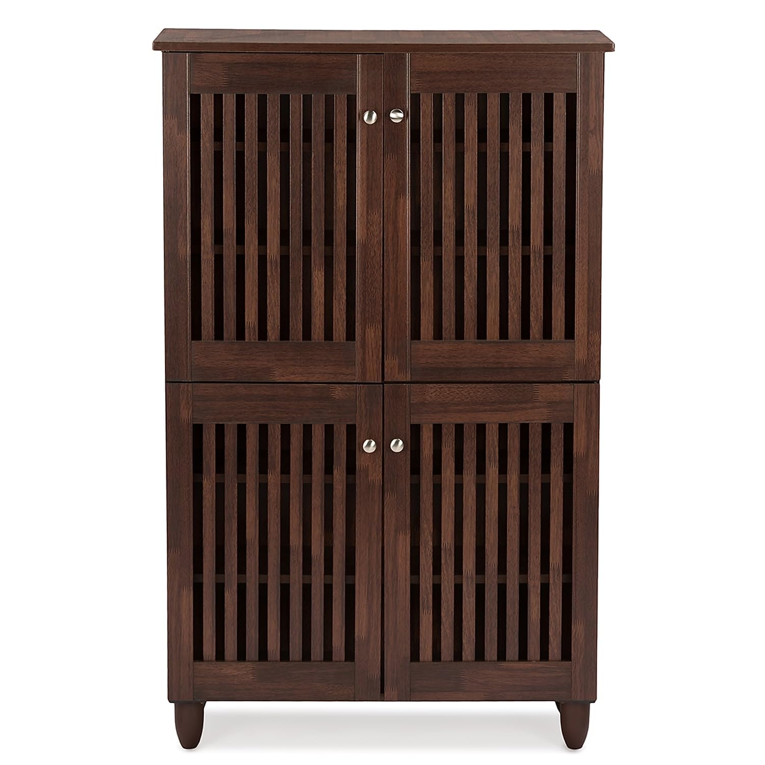 Baxton Studio Fernanda 4-Door Shoe Storage Cabinet, Brown (118-6512-Hit)