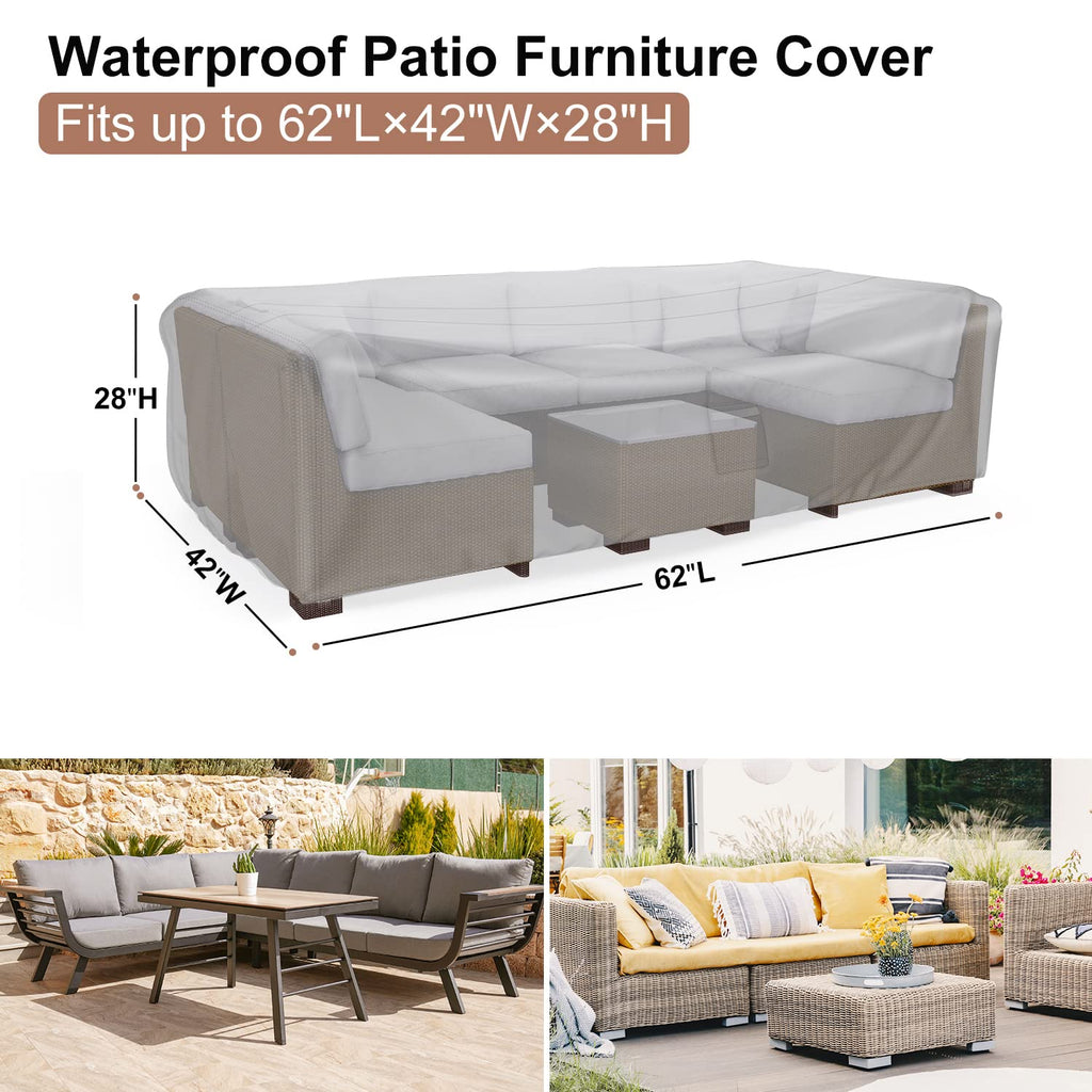 Brosyda Patio Furniture Covers, Heavy Duty Outdoor Furniture Cover Waterproof, Sectional Sofa Set Covers Table And Chair Set Covers, 62'L×42'W28'H