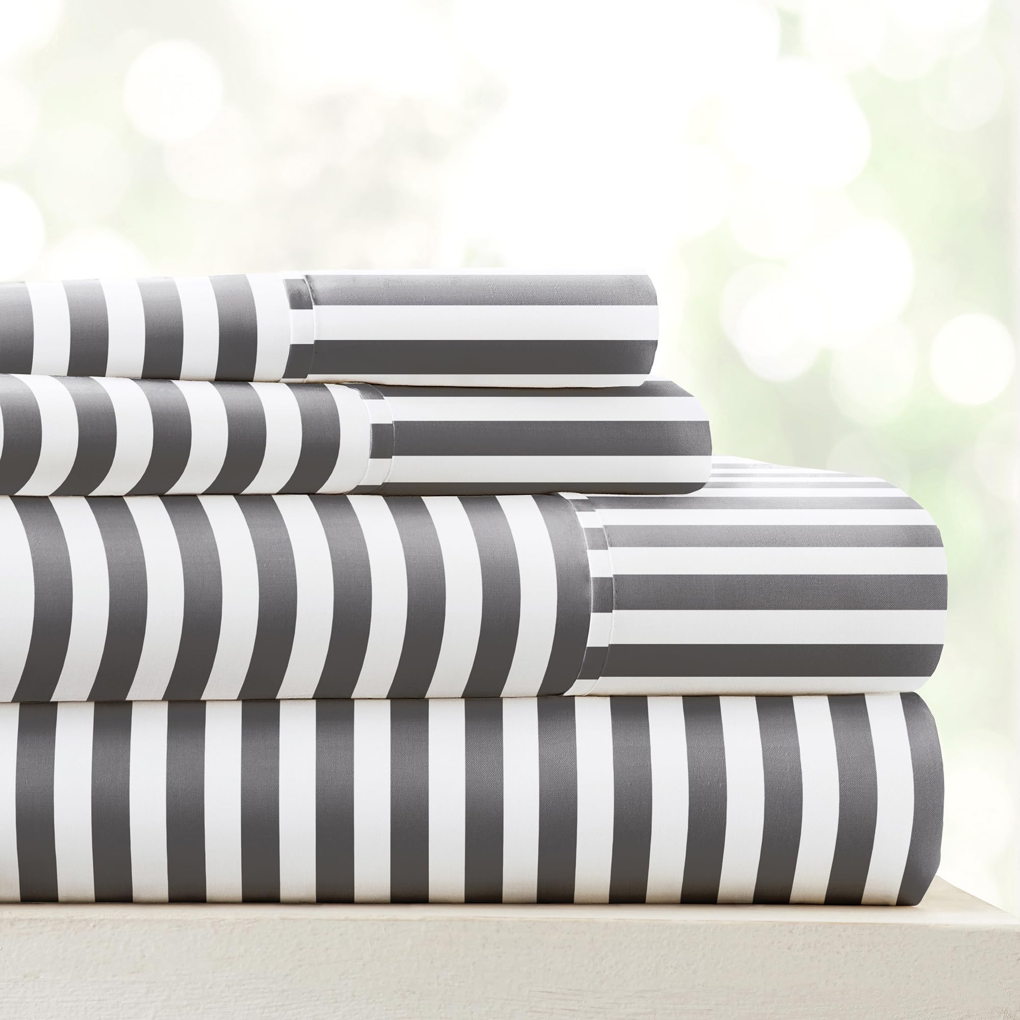 Linen Market 4 Piece California King Bedding Sheets Set (Gray Ribbon) - Sleep Better Than Ever With These Ultra-Soft & Cooling B