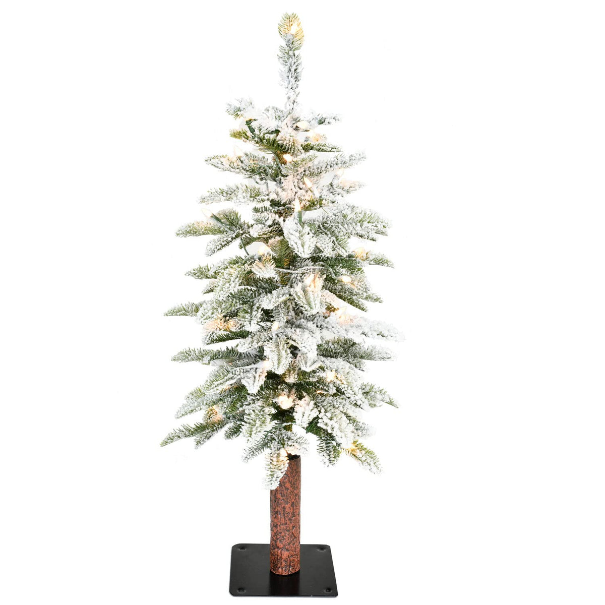 Fraser Hill Farm 3-Ft. Snowy Downswept Tree With Clear Lights | Metal Stand Included | Festive Christmas Holiday Decor | Ffsd036-1Sn, Snow