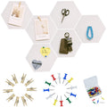 Youdeful 6Pcs White Hexagon Bulletin Board Strips,White Felt Pin Board Bar Strips With 50 Pushpins, Self-Adhesive Felt Cork Boar